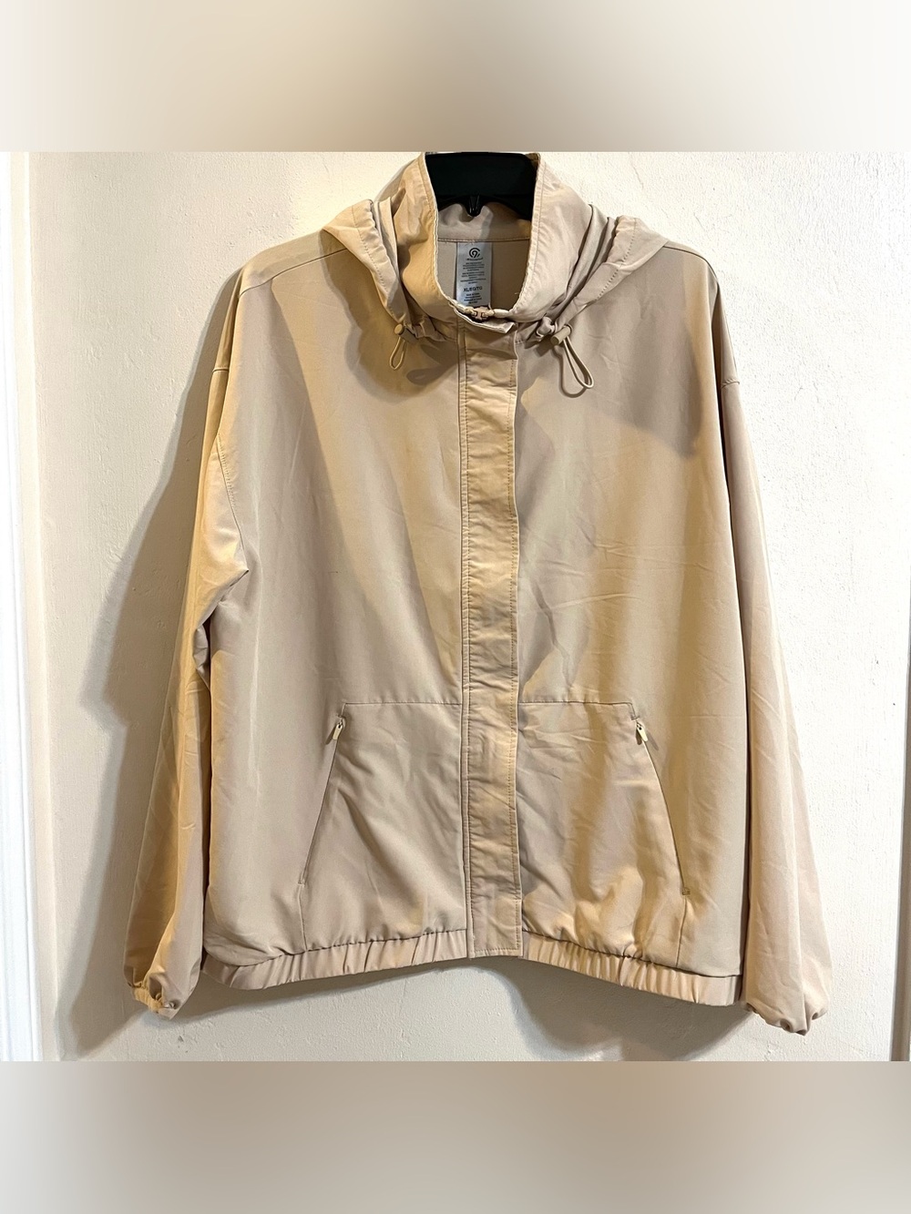 Champion Creamy Beige Hooded Lightweight Bomber Jacket Buttersoft XL